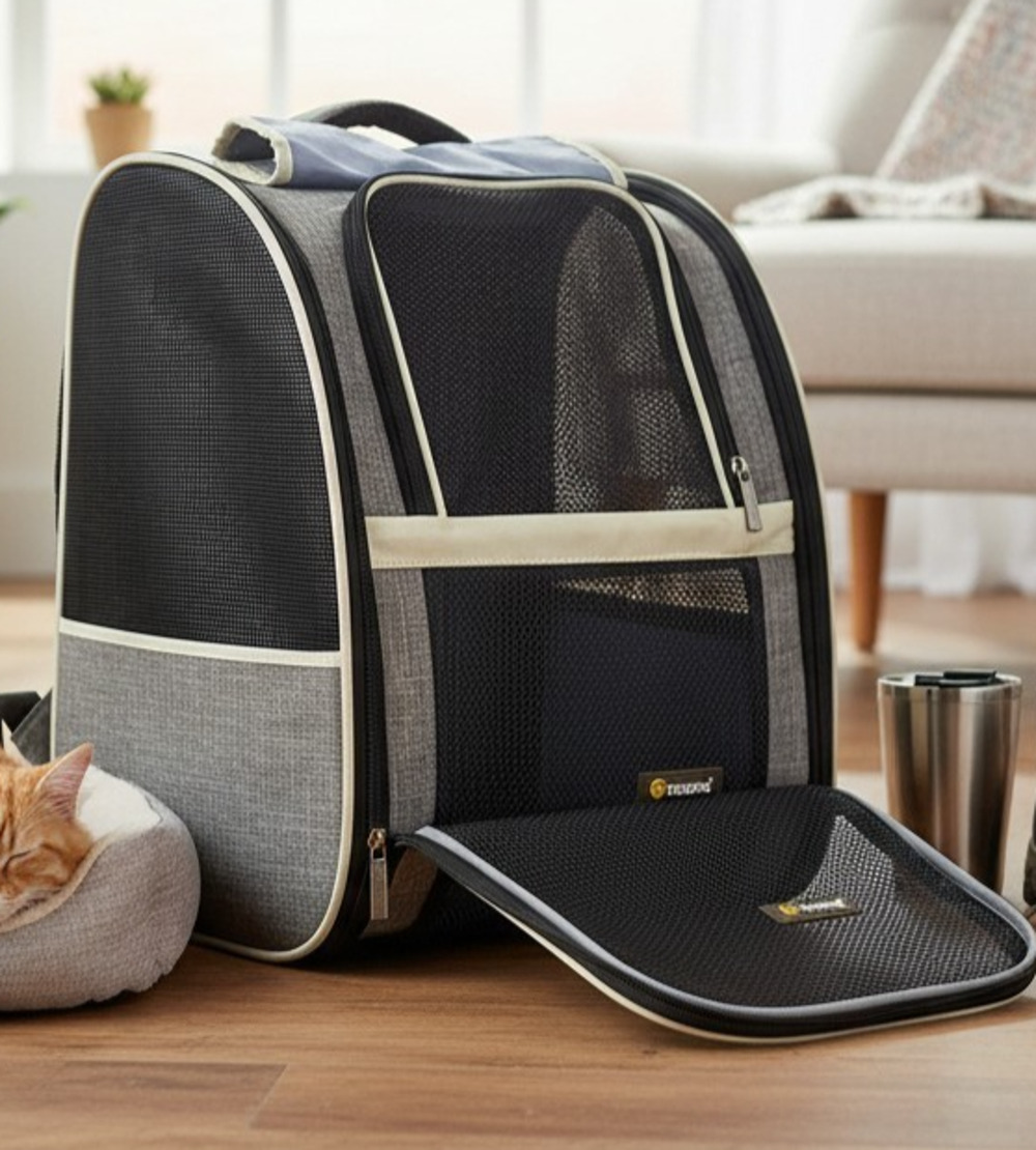 Texsens Innovative Traveler Bubble Backpack Pet Carrier Cats Dogs Black Gray